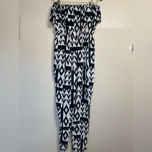 Black and White strapless Geometric Jumpsuit women’s small